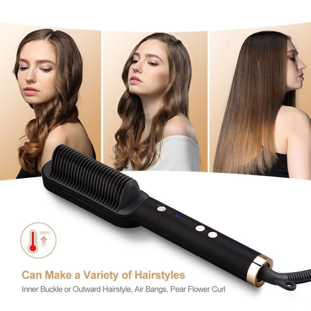 Hair Straightening and Curling Brush with 5 Temperature Gears Electric Hair Comb for Hair Styling for Women Beard Straightening Brush for Men