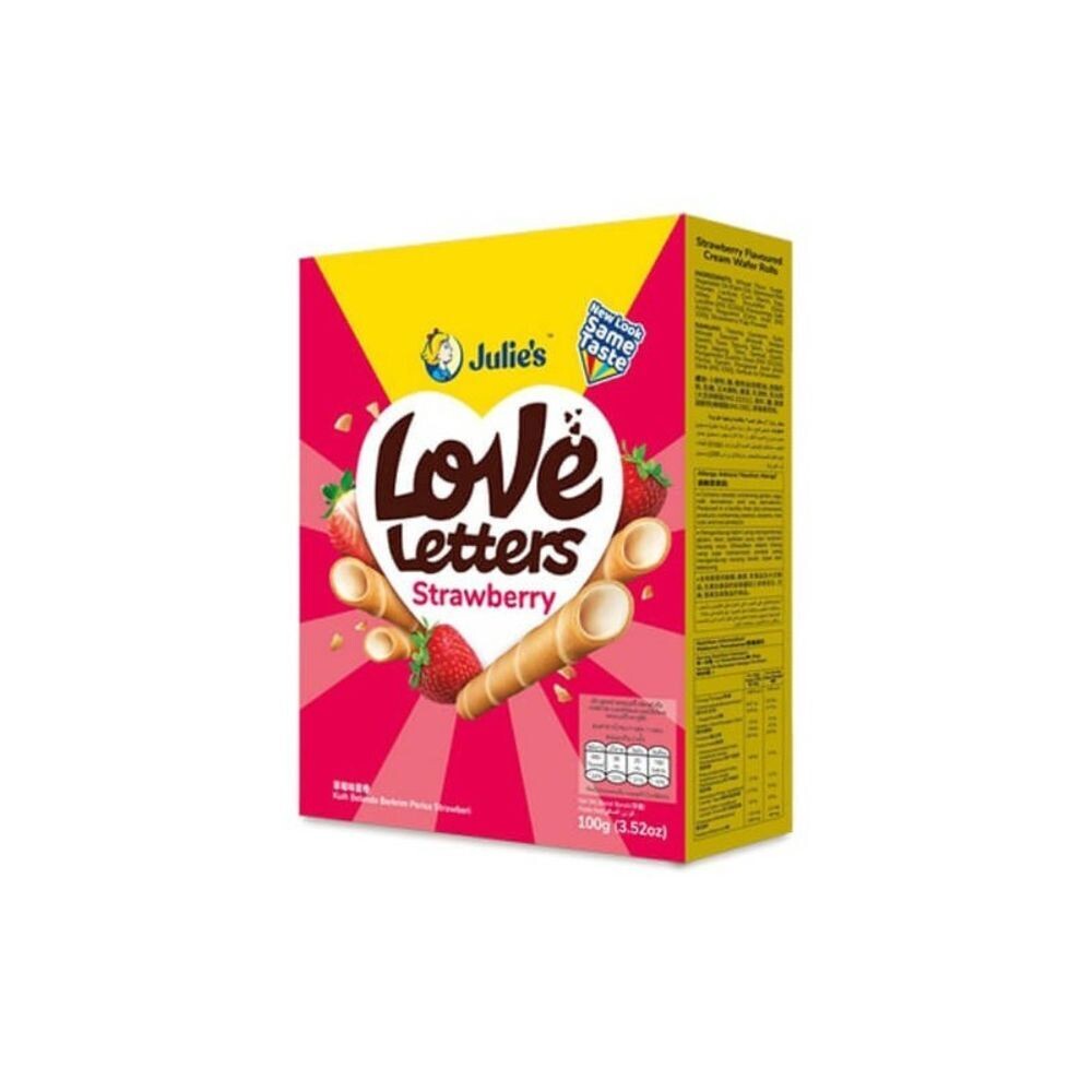 Julie's Love Letters 100g (Strawberry Flavoured Cream, 6 Packs)