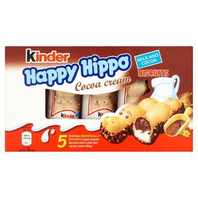 Kinder Happy Hippo Hazelnut Chocolate Cream Biscuits, Pack of 5