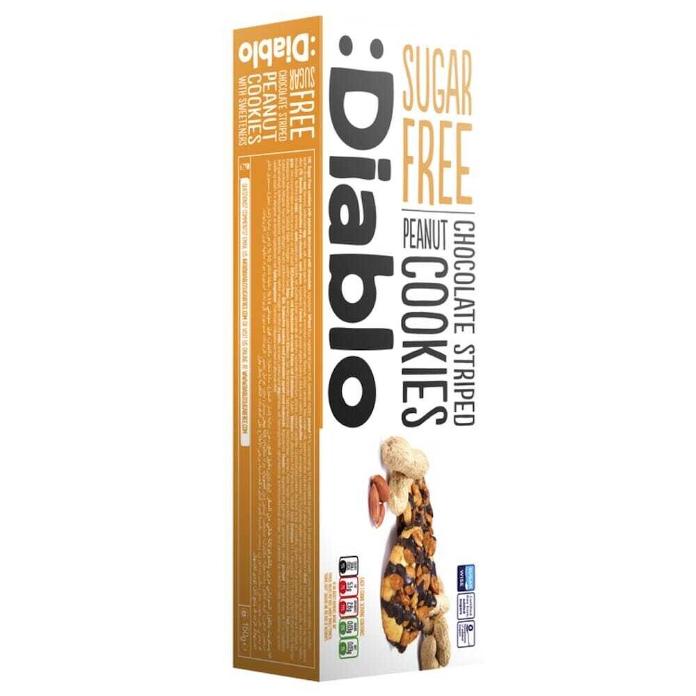 Diablo Sugar Free Cookies 150g – Chocolate Striped Peanut