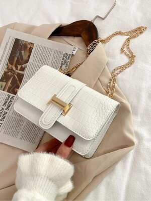 Croc Effect Chain Bag