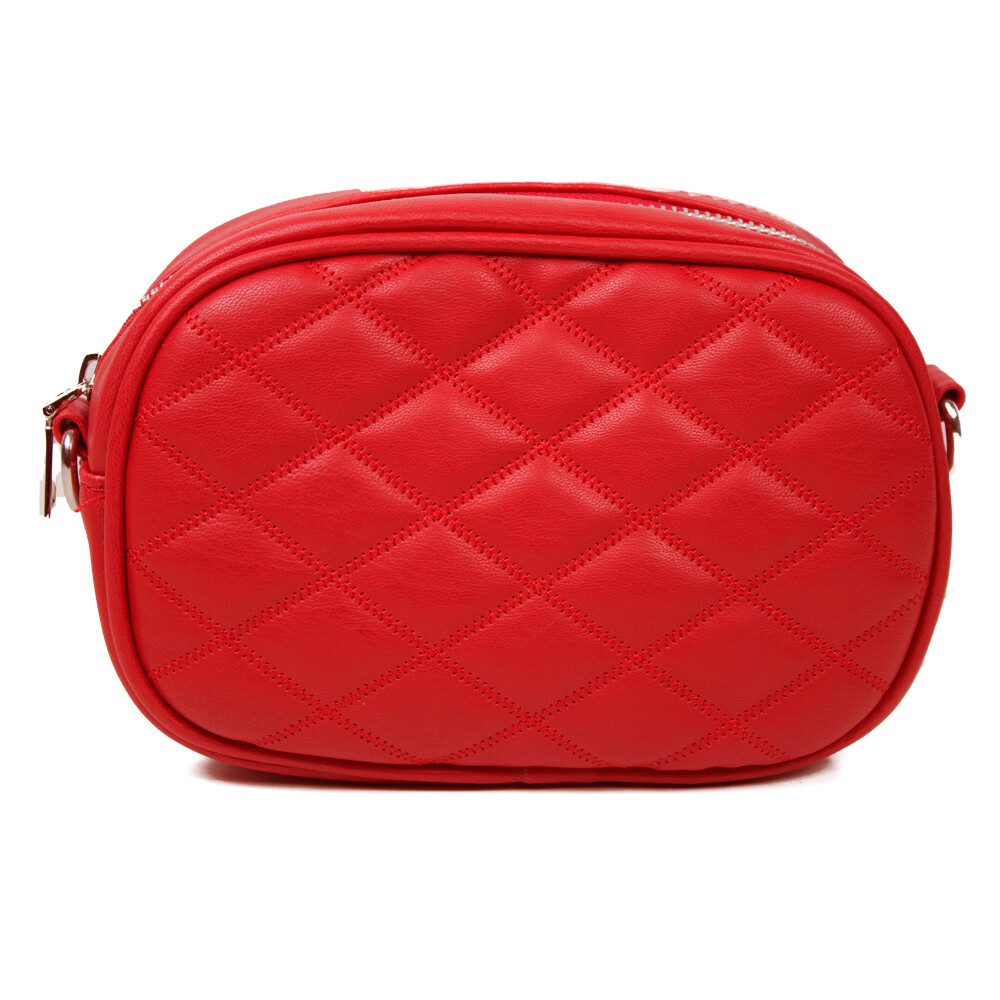 RED QUILTED CROSSBODY BAG WITH CHAIN STRAP