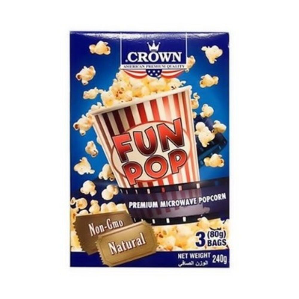Crown Fun Popcorn Natural  240 gm