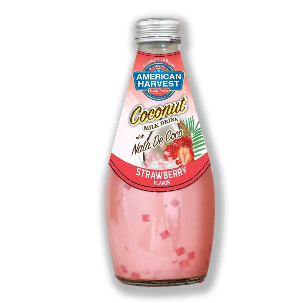 American Harvest Coconut Milk With Nata De Coco Strawberry 290Ml
