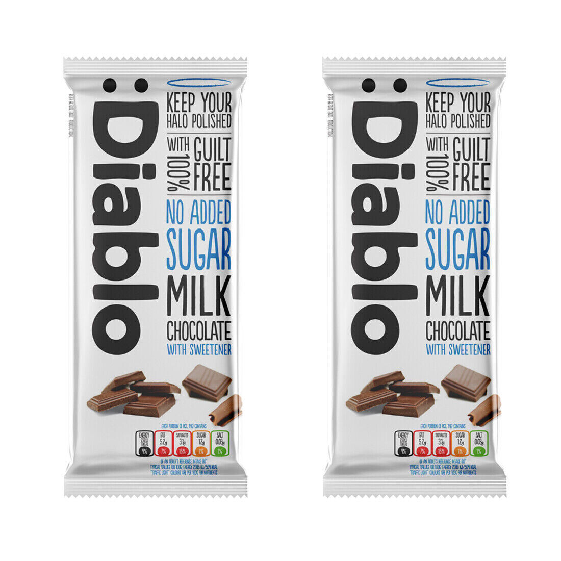 Diablo Milk Chocolate | with Sweetener | No Added Sugar| 85g