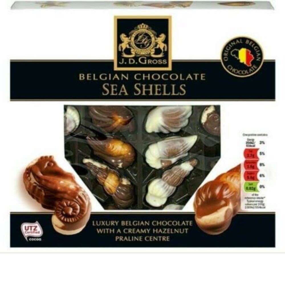J D Gross Belgian Chocolate Sea Shells Gift Box 250g
