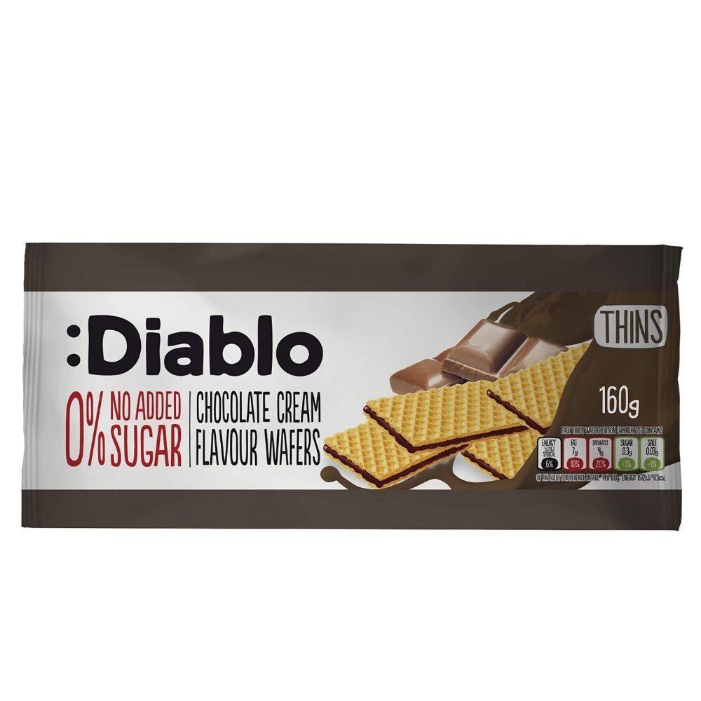 Diablo No Added Sugar Chocolate Cream Flavour Thin Wafers