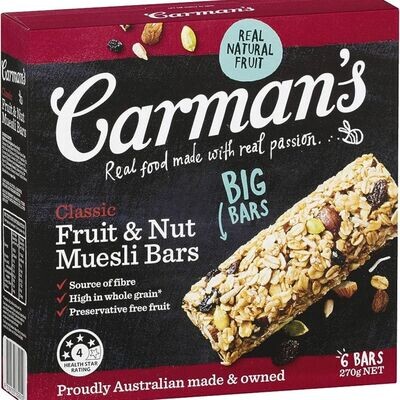 Carman&#39;s Muesli Bar Classic Fruit &amp; Nut