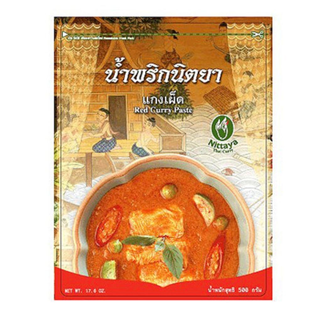 Nittaya Red Curry Paste Thai Authentic Curry Paste with Red Chili Spicy-1 Kg
