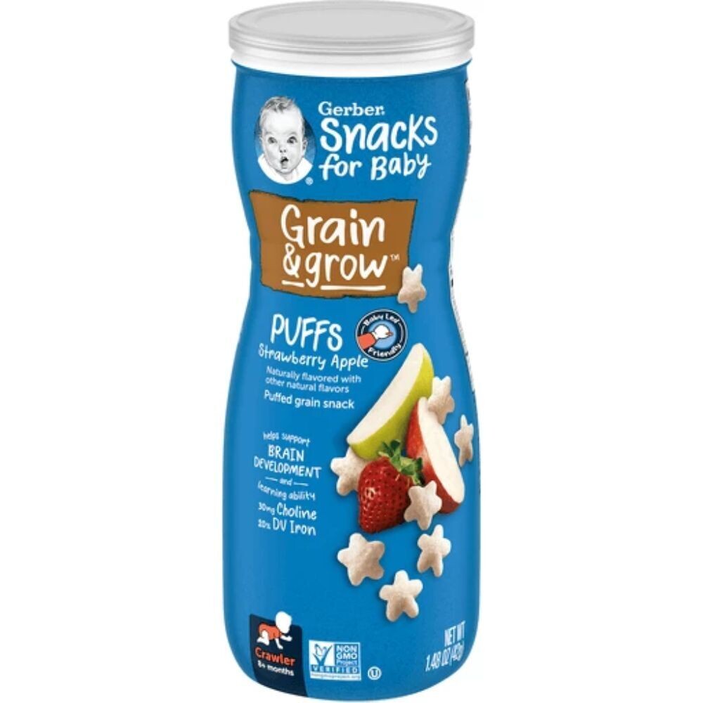 Gerber Snacks for Baby Grain & Grow Puffs, Strawberry Apple