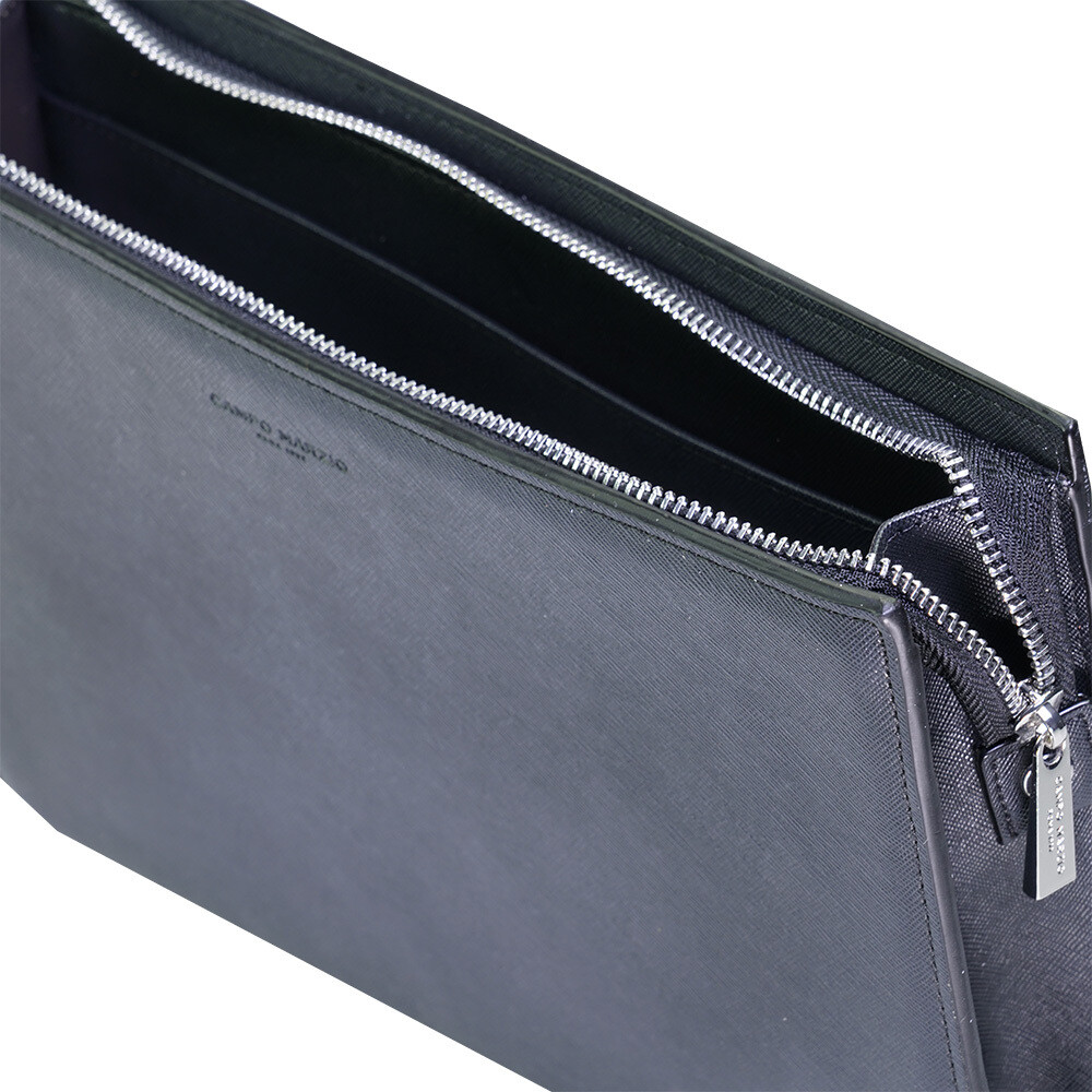 SAFFIANO DOCUMENT HOLDER W/ ZIPS - MEDIUM, COLOUR: BLACK