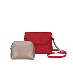 EMMA CROSSBODY BAG W/ POUCH, COLOUR: CHERRY RED