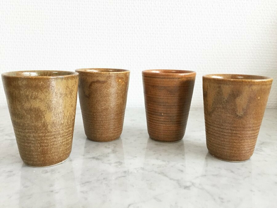 4 Gobelets en grès Digoin, 1970