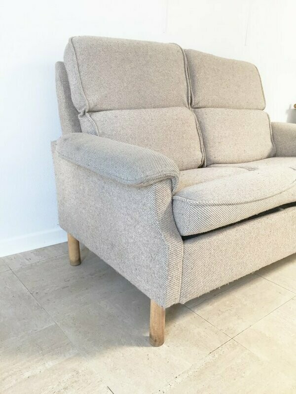 Banquette scandinave tissu et pin, 1970