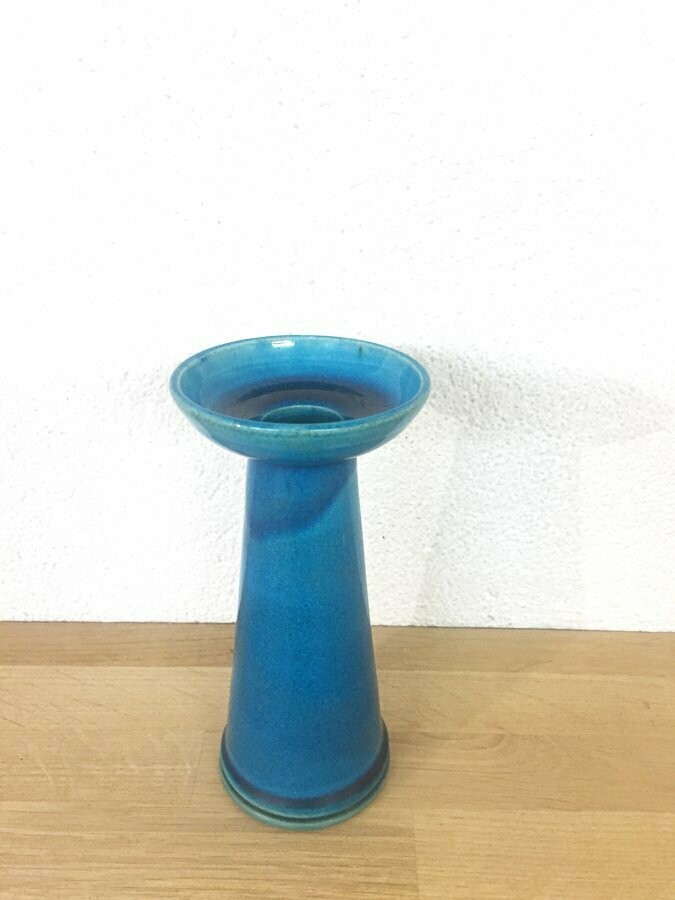 Bougeoir scandinave bleu en céramique, 1960