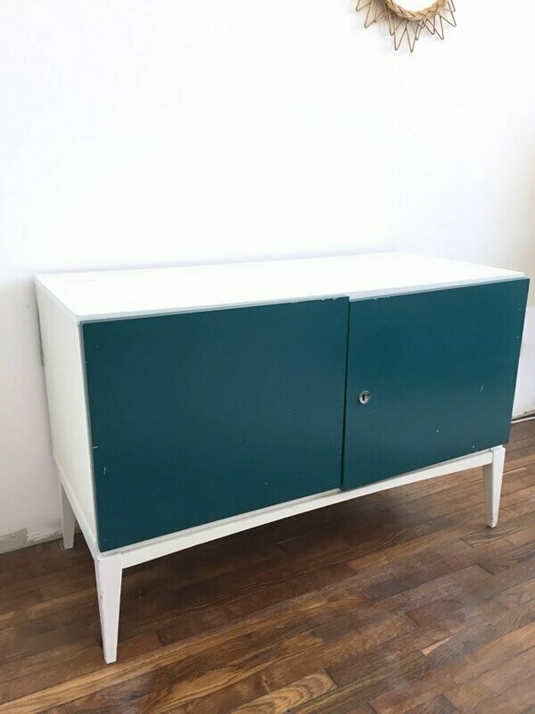 Buffet bas vintage bleu canard, 1970