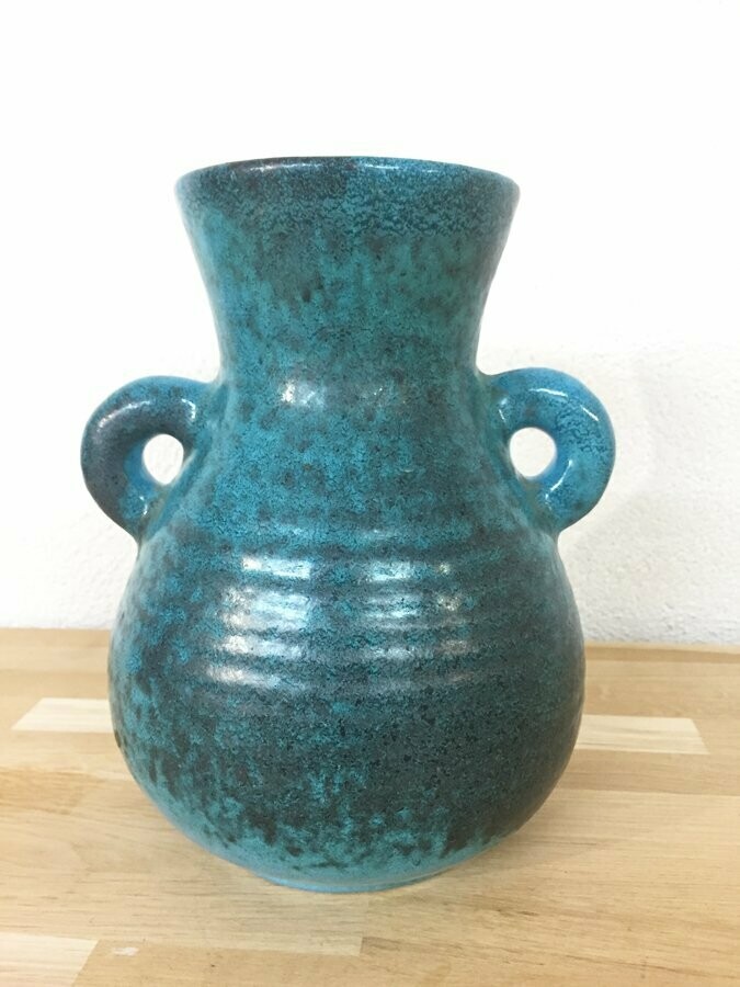 Céramique d'Accolay vintage bleue 1970,