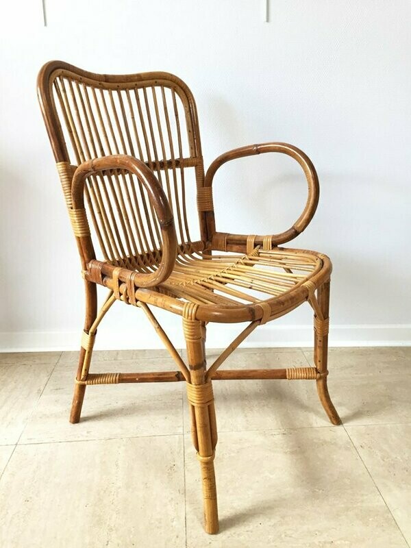 Fauteuil en rotin vintage, 1960