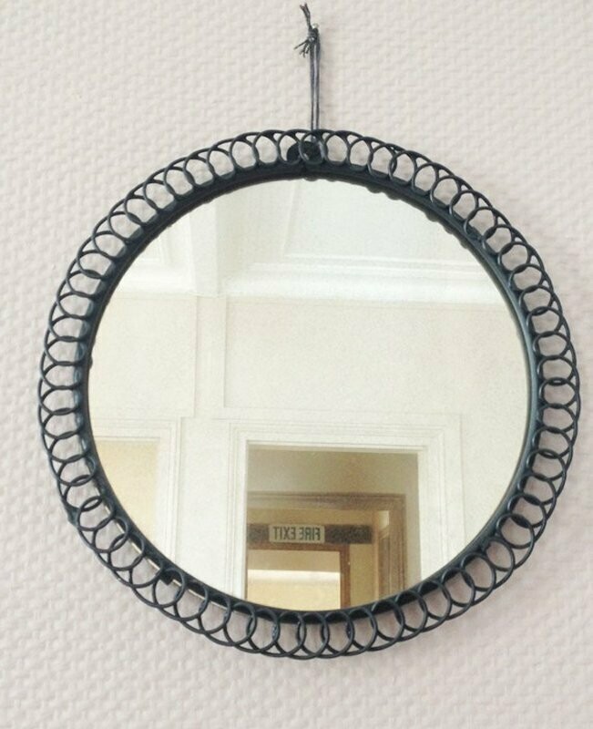 Miroir fleur noire vintage, 1960