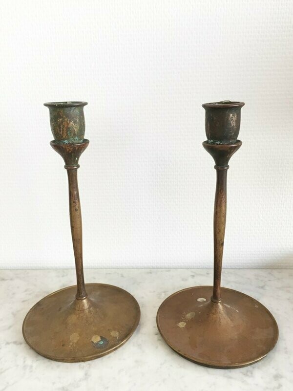Paire de chandeliers en bronze, 1950