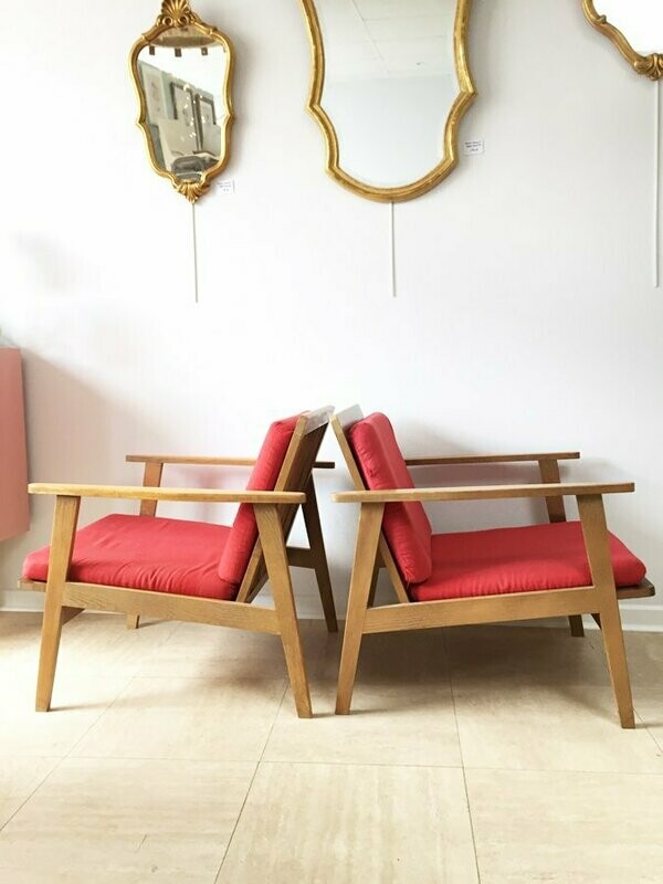 Paire de fauteuils pieds compas 1950
