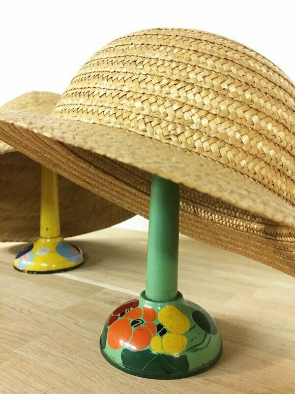 Porte chapeau vert en bois vintage, 1950