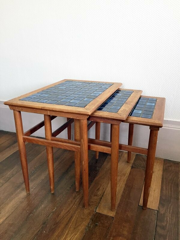 Tables gigognes scandinave teck, 1960