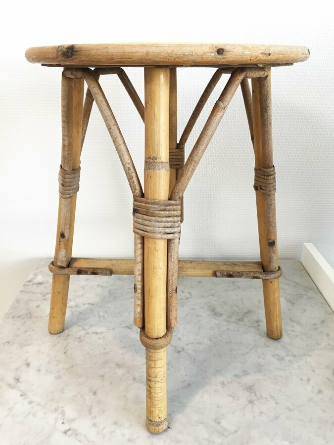 Guéridon rotin vintage, 1960