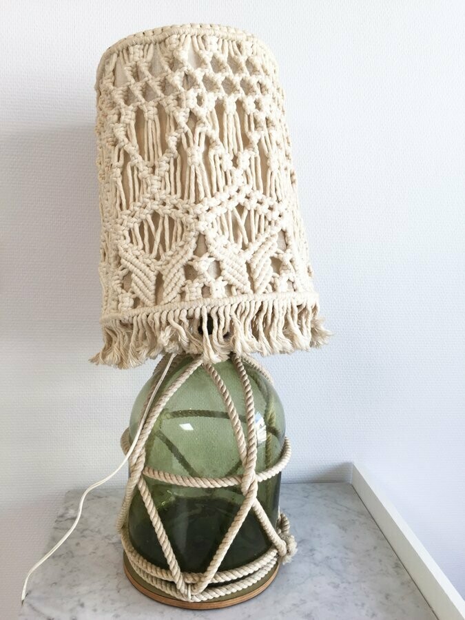 Lampe en macramé vintage, 1970