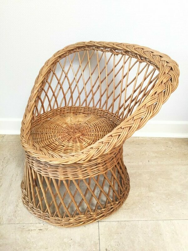 Fauteuil enfant rotin diabolo, 1970