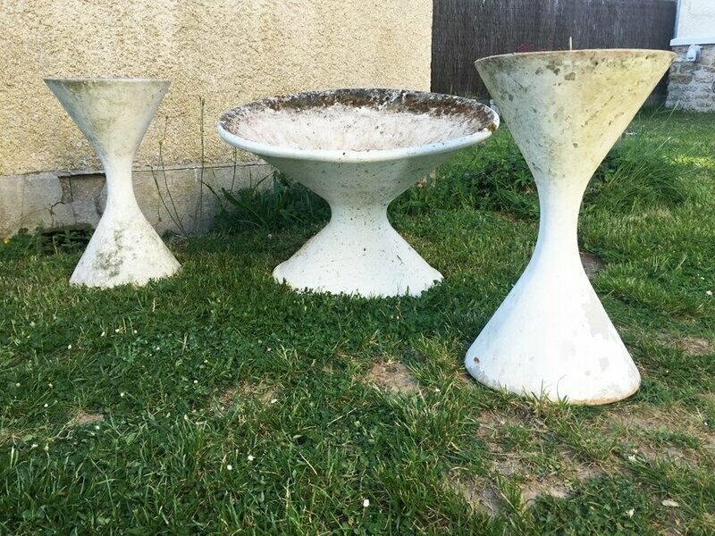 2 Jardinières fibre ciment Willy Guhl, 1970