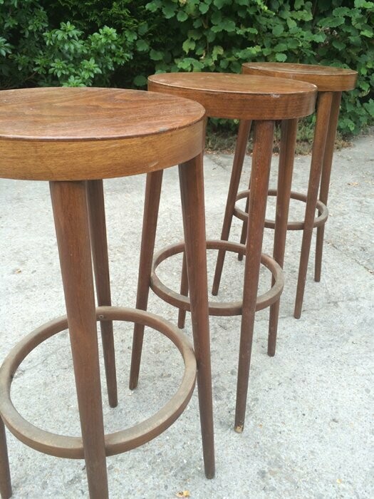3 Tabourets bistrot Baumann, 1970