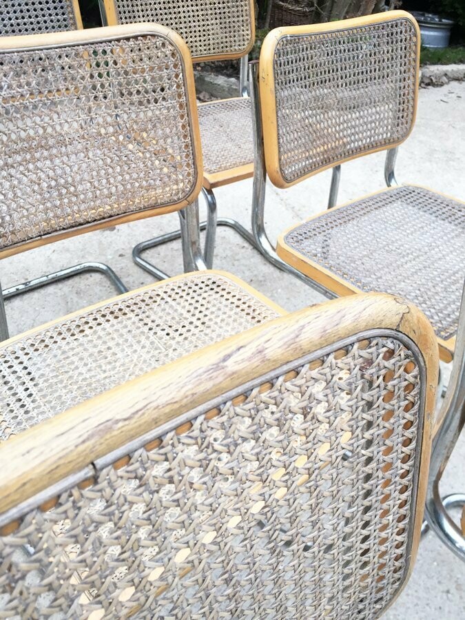 9 chaises Marcel Breuer, modèle B32 à restaurer