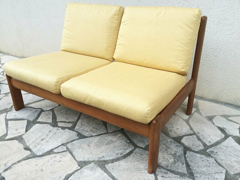 Banquette scandinave teck blond, 2 places  - 1960