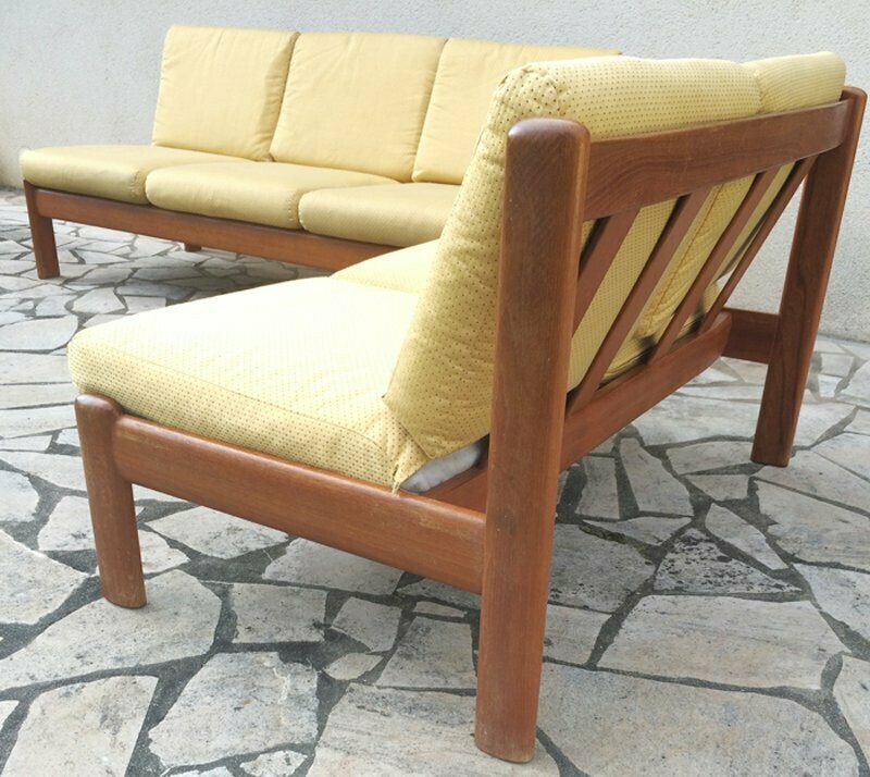 Banquette scandinave teck blond, 3 places -1960
