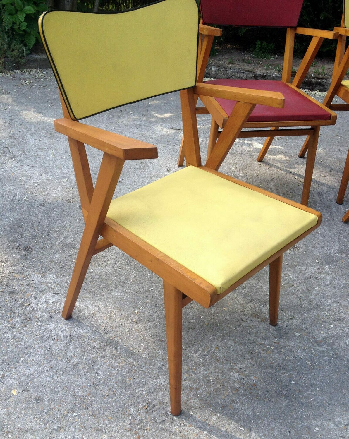 Chaises de cuisine jaune vintage, 1950
