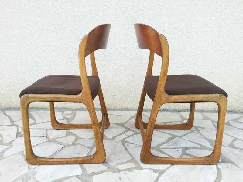 Paire chaises traineau Baumann, années 70