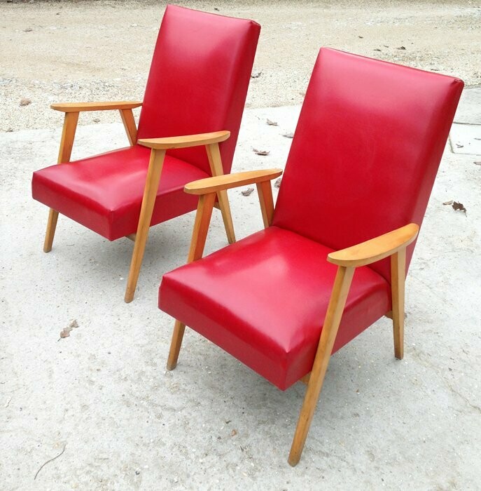 Fauteuils vintage pieds compas, années 60