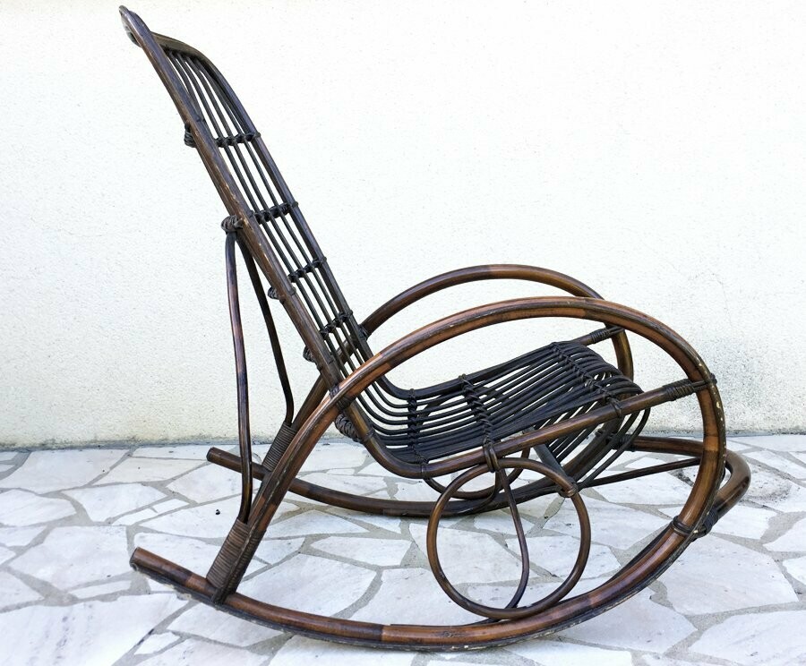 Rocking-chairs en rotin « Marlène », 1960