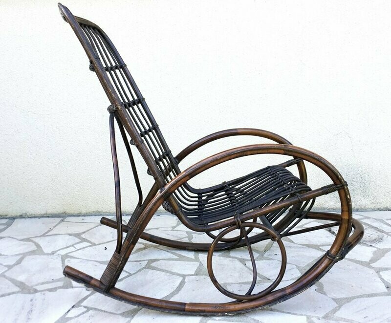 Rocking-chairs en rotin « Marlène », 1960