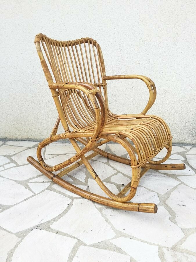 Rocking-chairs en rotin « Marlène » 1960