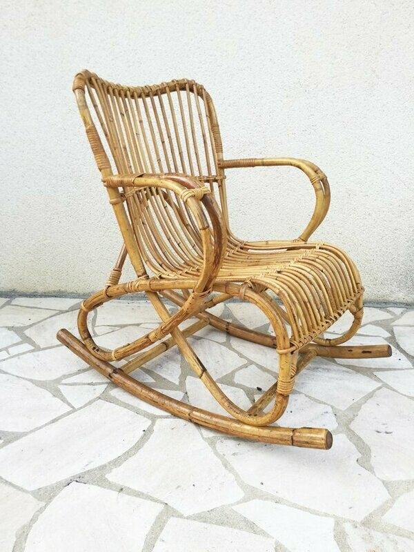 Rocking-chairs en rotin « Marlène » 1960
