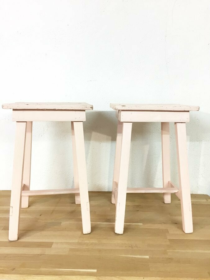 Tabourets de ferme rose vintage, 1960