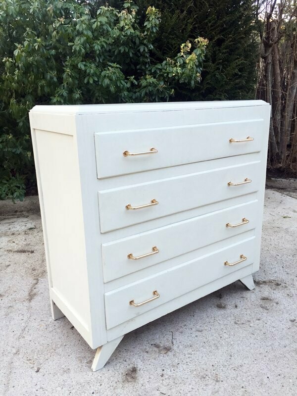 Commode années 50 pieds compas, repeinte