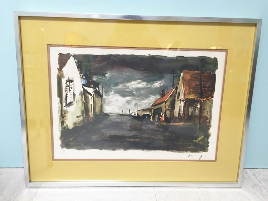 Maurice de VLAMINCK - " Personnages dans la rue " - Lithographie originale signée