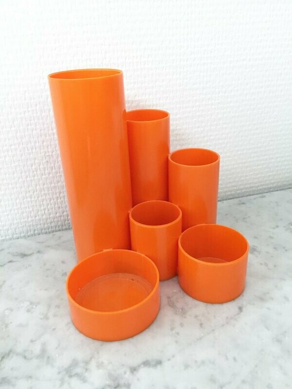 Porte crayon orange vintage, 1970