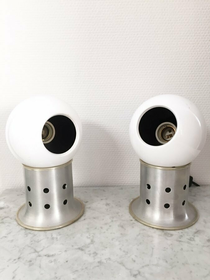 Paire lampes chevet "space age" 1970
