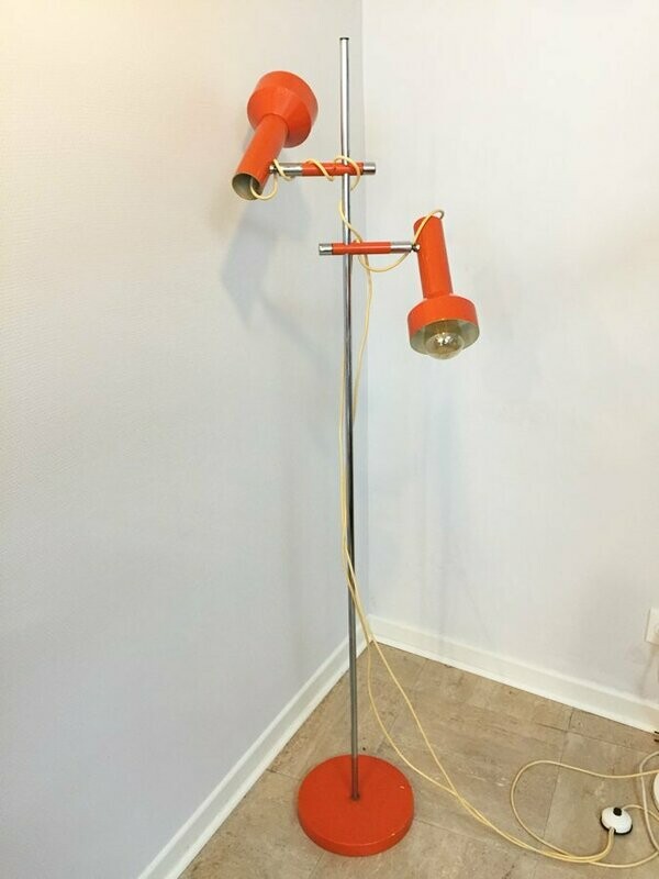 Lampadaire orange vintage, 1970