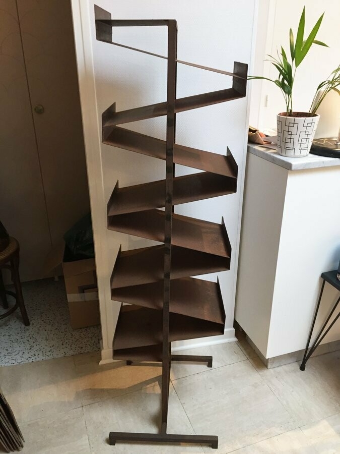Présentoir industriel "zig zag" vintage, 1960