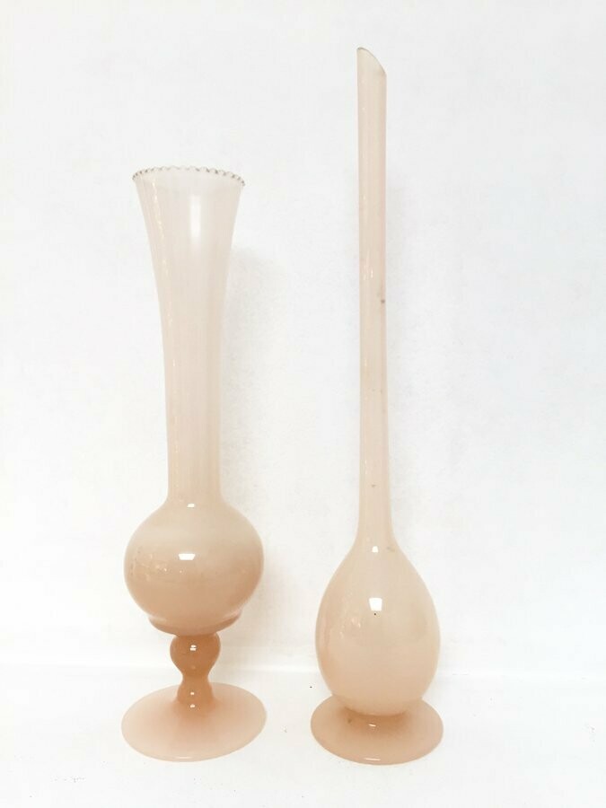 Duo soliflores opaline rose 1970